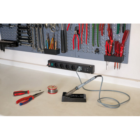 prelungitor brennenstuhl bremounta 5 prize, 2 usb-uri, 3m, buton on off, prindere in suruburi