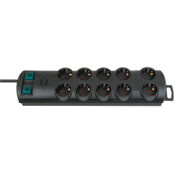 multipriza brennenstuhl primera-line technics 10 prize, intrerupator, 2m, negru