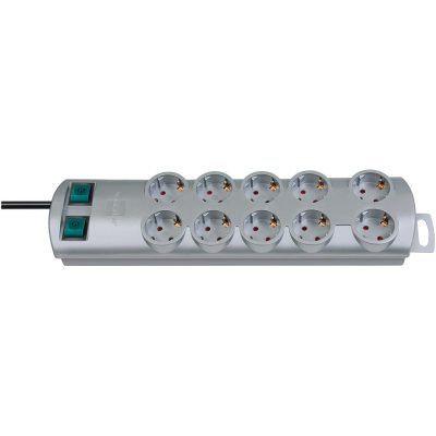 multipriza brennenstuhl primera-line technics 10 prize, intrerupator, 2m, argintiu