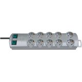 multipriza brennenstuhl primera-line technics 10 prize, intrerupator, 2m, argintiu
