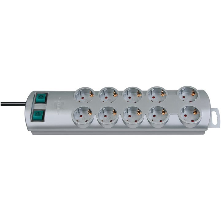 multipriza brennenstuhl primera-line technics 10 prize, intrerupator, 2m, argintiu