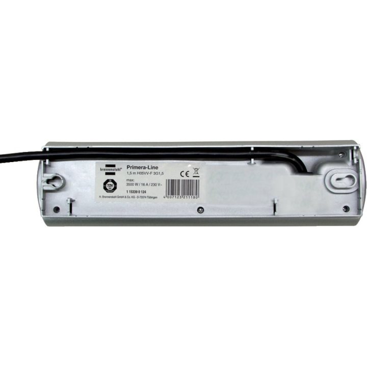multipriza brennenstuhl primera-line technics 10 prize, intrerupator, 2m, argintiu