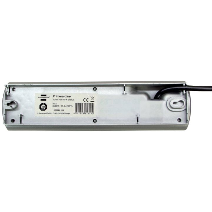 prelungitor brennenstuhl primera-line 4 prize 1.5m, h05vv-f 3g1,5,  argintiu