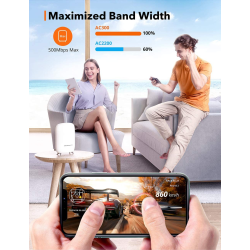 sistem wi-fi mesh taotronics tri-band (2-pack) ac3000 gigabit cu acoperire completa pentru casa