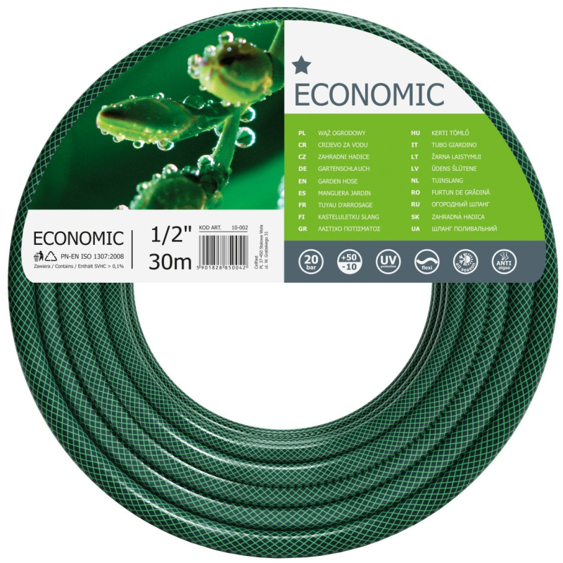 furtun pentru gradina cellfast economic, 3 straturi cu armatura, 1 2   30m, protectie uv