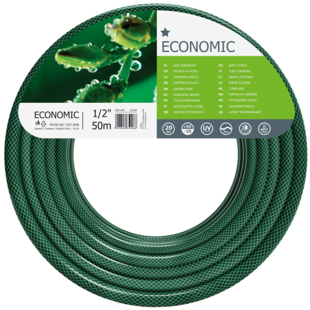 furtun pentru gradina cellfast economic, 3 straturi cu armatura, 1 2   50m, protectie uv