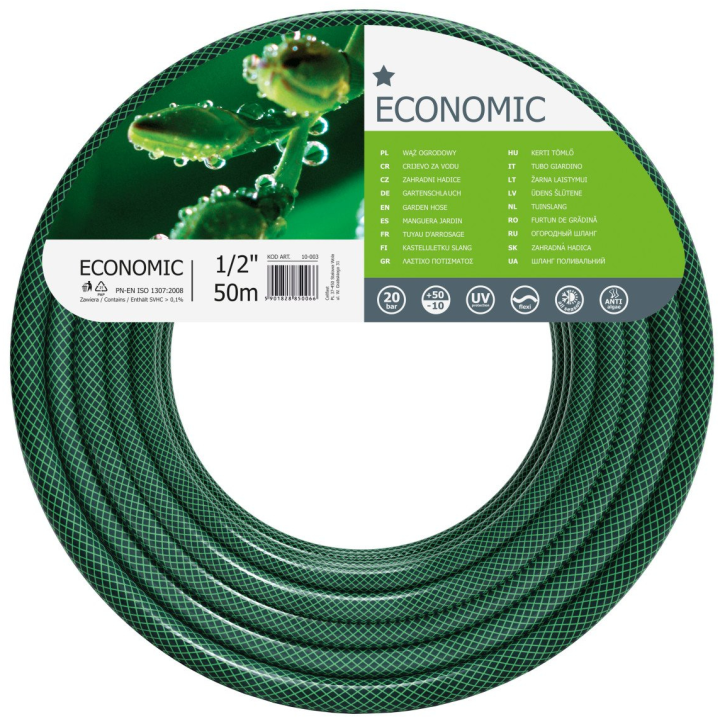 furtun pentru gradina cellfast economic, 3 straturi cu armatura, 1 2   50m, protectie uv