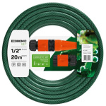 set furtun pentru gradina cellfast economic, 3 straturi cu armatura, 1 2   20m, protectie uv, stropitor, conector