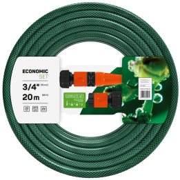 set furtun gradina irigat 3 straturi cu armatura economic cellfast ,3 4   20m, stropitor, conector