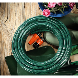 set furtun gradina irigat 3 straturi cu armatura economic cellfast ,3 4   20m, stropitor, conector