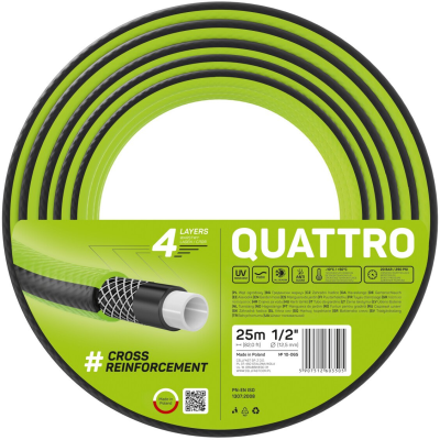 furtun pentru gradina cellfast quattro  cu 4 straturi, 1 2  ,  armat, 25m, protectie uv