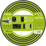 set furtun pentru gradina cellfast quattro cu 4 straturi, 1 2  , armat, 15m, protectie uv, stropitor, conector