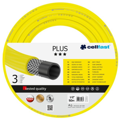 furtun pentru gradina cellfast plus cu 3 straturi, 1 2  , armat, 50m, protectie uv