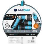 set furtun pentru gradina premium cellfast hobby cu 6 straturi, 1 2  , armat, 20m, protectie uv, antirasucire, pistol multifunct