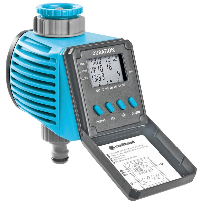 programator irigatii cellfast ideal, digital, 1-2 surse, 3 4 - 1 , max 6 bar, alimentare pe baterie programator irigatii cellfast ideal, digital, 1-2 surse, 3 4 - 1 , max 6 bar, alimentare pe baterie