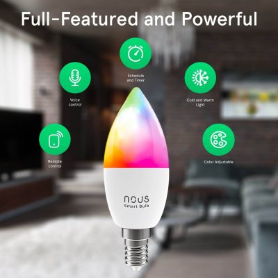 bec led rgb smart nous p4, e14, control din aplicatie