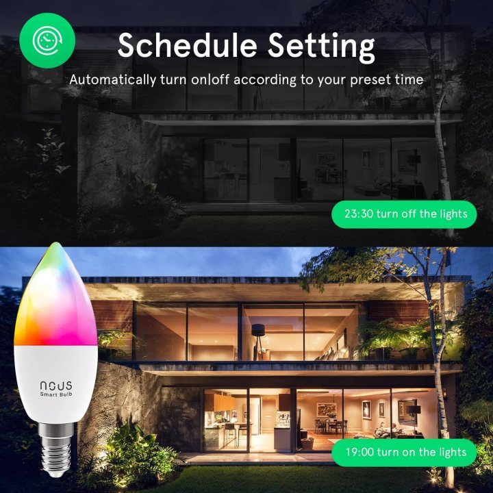 bec led rgb smart nous p4, e14, control din aplicatie