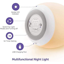 lampa de veghe vava va-cl009 led, rgb, cu reglare touch a intensitatii, lumina calda