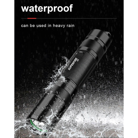 lanterna led superfire s5, 220lm, 300m, incarcare usb, negru