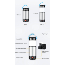 lanterna led supfire t9, pentru camping, 800 lm, incarcare usb, powerbank