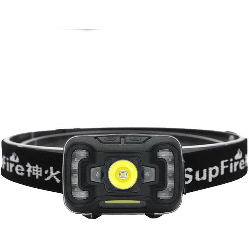 lanterna led pentru cap supfire hl16, 5w, 500 lm, 1800 mah, senzor de miscare, lumina rosie, incarcare usb, ip44