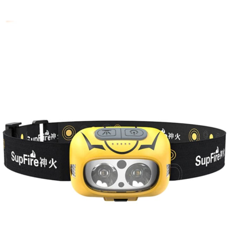 lanterna led pentru cap supfire hl05-s, usb, 500lm, incarcare usb, control miscare mana