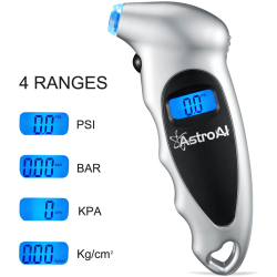 manometru auto digital astroai 150 psi, 10 bari, lumina led, 4 setari masina, bicicleta
