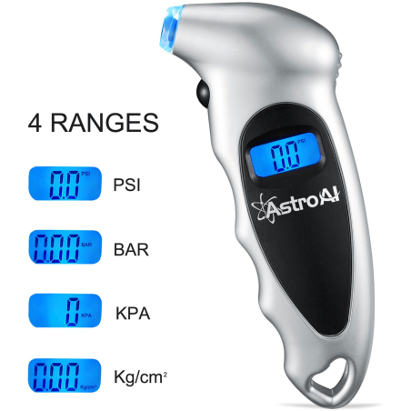 manometru auto digital astroai 150 psi, 10 bari, lumina led, 4 setari masina, bicicleta