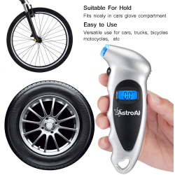 manometru auto digital astroai 150 psi, 10 bari, lumina led, 4 setari masina, bicicleta