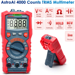 multimetru digital astroai m4kor, trms 4000, ohmmetru, voltmetru 1,5v   9v   12v, masurare fara contact, lanterna
