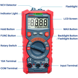 multimetru digital astroai m4kor, trms 4000, ohmmetru, voltmetru 1,5v   9v   12v, masurare fara contact, lanterna