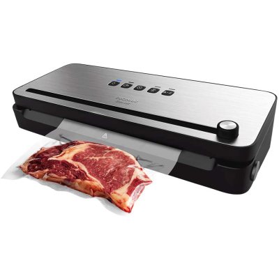 aparat de vidat si sigilat alimente cecotec 140 steelcut, putere 140 w, latime 31.5 cm,taiere folie, vidare umeda uscata, vidare