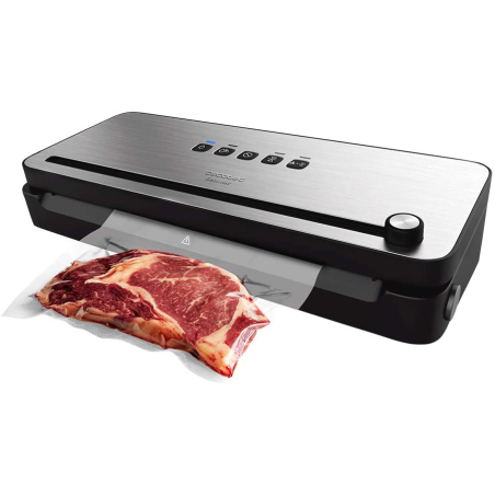 aparat de vidat si sigilat alimente cecotec 140 steelcut, putere 140 w, latime 31.5 cm,taiere folie, vidare umeda uscata, vidare