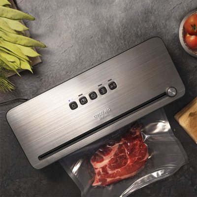 aparat de vidat si sigilat alimente cecotec 140 steelcut, putere 140 w, latime 31.5 cm,taiere folie, vidare umeda uscata, vidare