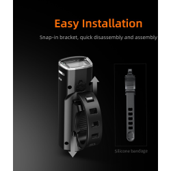 lanterna led pentru bicicleta supfire bl10, luminazitate automata, 90m, acumulator 1500 mah, usb