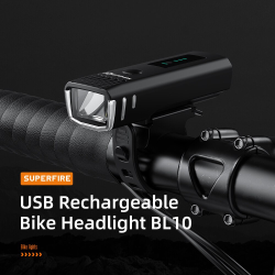 lanterna led pentru bicicleta supfire bl10, luminazitate automata, 90m, acumulator 1500 mah, usb