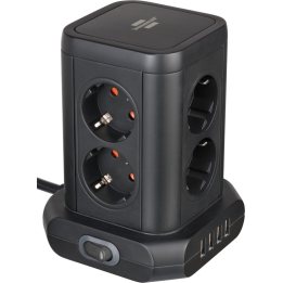 prelungitor tip turn brennenstuhl, 8 prize, 4 usb, cablu 2m, pozitionare prize 45
