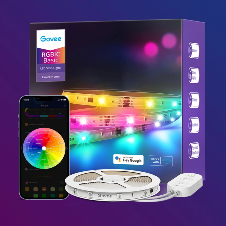 banda led govee basic h618c rgbic, 10m, sincronizare muzica, wifi si bluetooth, alexa , google asistant