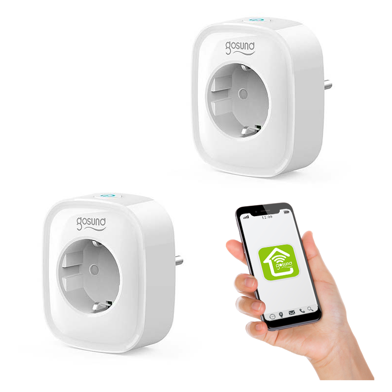 set 2 prize inteligente wifi gosund sp1, 16a, monitorizare consum energie, smart life, tuya
