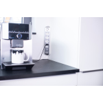 prelungitor pentru perete colt brennenstuhl estilo 6 prize, 2 usb, 3.1 a, 2m inox, adeziv inclus, argintiu-alb