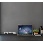 prelungitor pentru perete colt brennenstuhl estilo 6 prize, 2 usb, 3.1 a, 2m inox, adeziv inclus, argintiu-negru