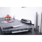 prelungitor pentru perete colt brennenstuhl estilo 6 prize, 2 usb, 3.1 a, 2m inox, adeziv inclus, argintiu-negru