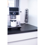prelungitor pentru perete colt brennenstuhl estilo 6 prize, 2 usb, 3.1 a, 2m inox, adeziv inclus, argintiu-negru