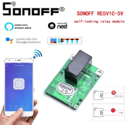 releu modul smart sonoff re5v1c 5v, wi-fi, compatibil cu google home, alexa  ifttt