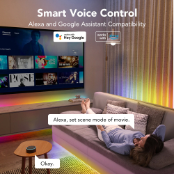 banda led govee rgbic pro h619a, 5m, sincronizare muzica, wifi si bluetooth, alexa , google asistant, strat protector