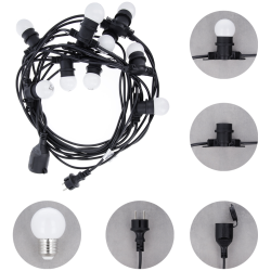 ghirlanda luminoasa decorativa exterior forever light 12m cu 10 becuri led e27, g45 alb ip65