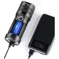 lanterna led superfire gt60, zoom, 2600lm, 320m, incarcare usb-c, lumina fata, spate, 36w