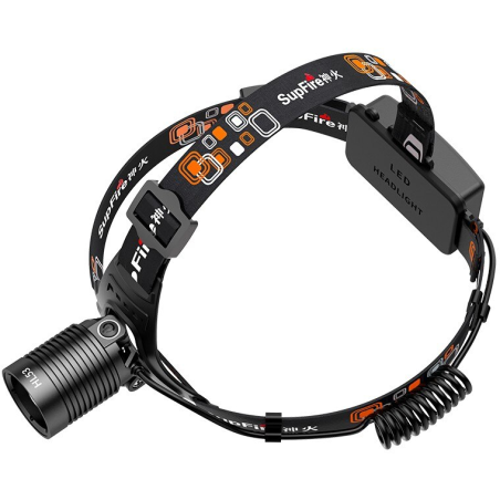 lanterna led pentru cap superfire hl53, zoom, 180lm, 400m, 2 2000mah, incarcare usb
