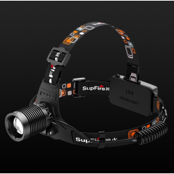 lanterna led pentru cap superfire hl53, zoom, 180lm, 400m, 2 2000mah, incarcare usb