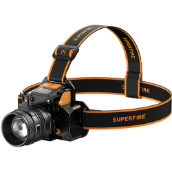 lanterna led pentru cap superfire hl58, zoom, 350lm, 230m, 2400mah, incarcare usb
